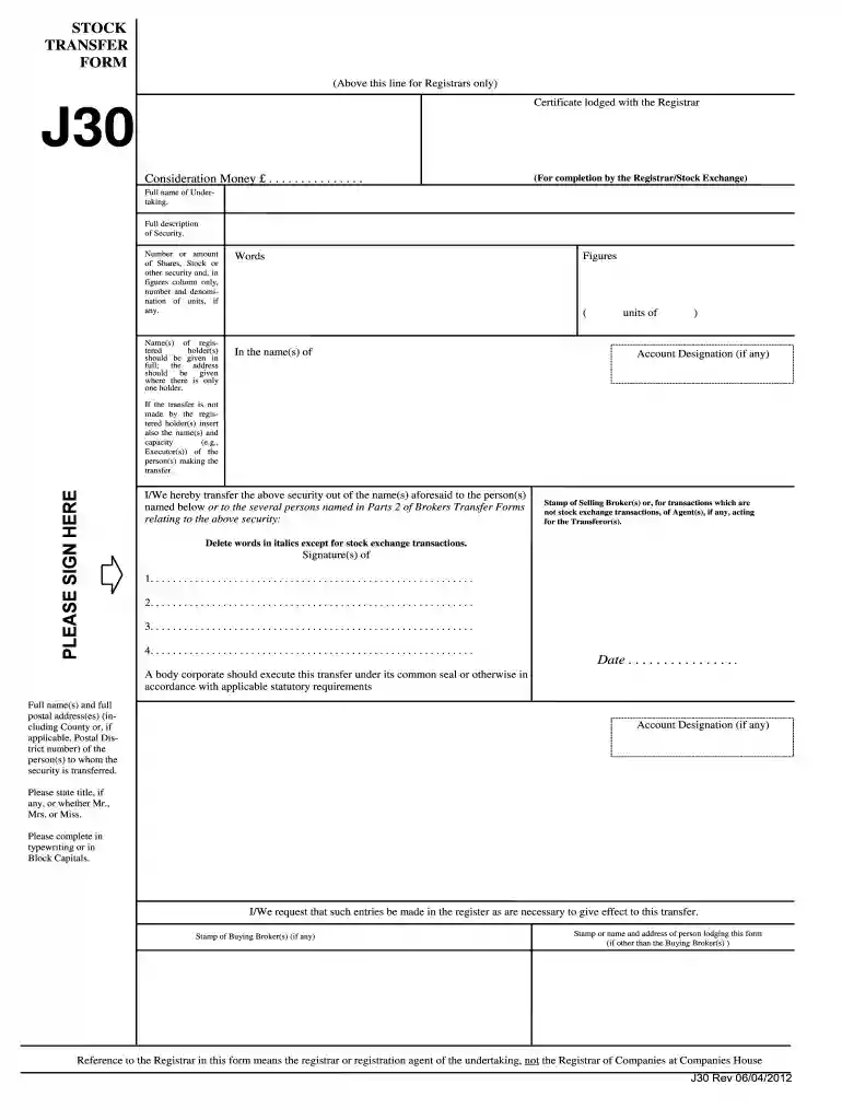how to fill in stock transfer form Preview on Page 1