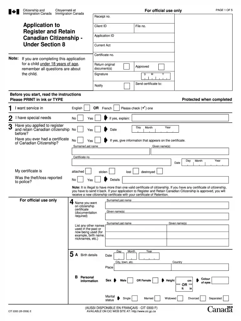 citizenship application form Preview on Page 1