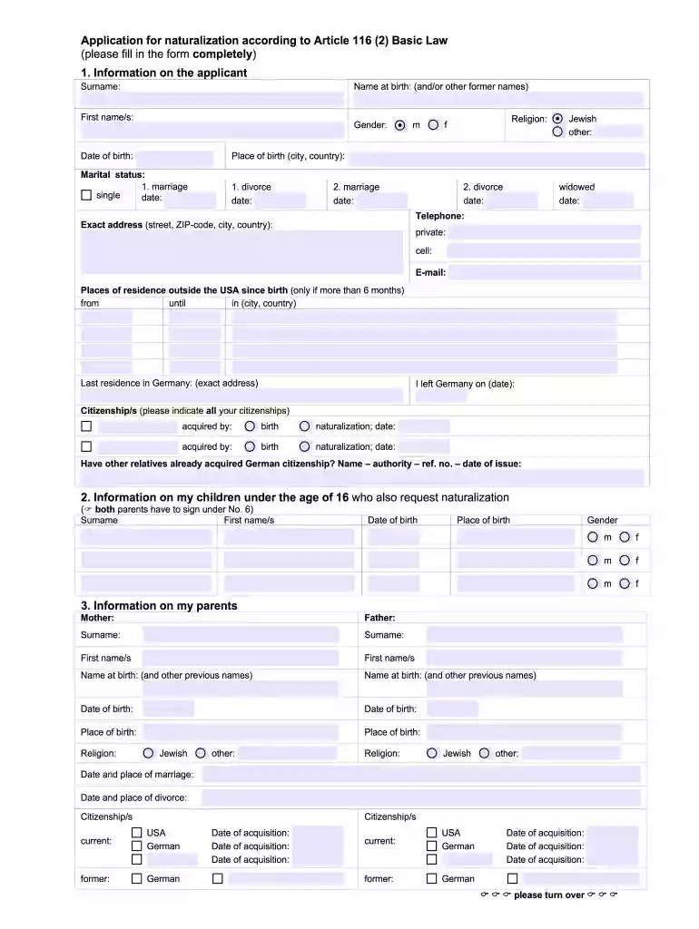 german citizenship application form pdf Preview on Page 1