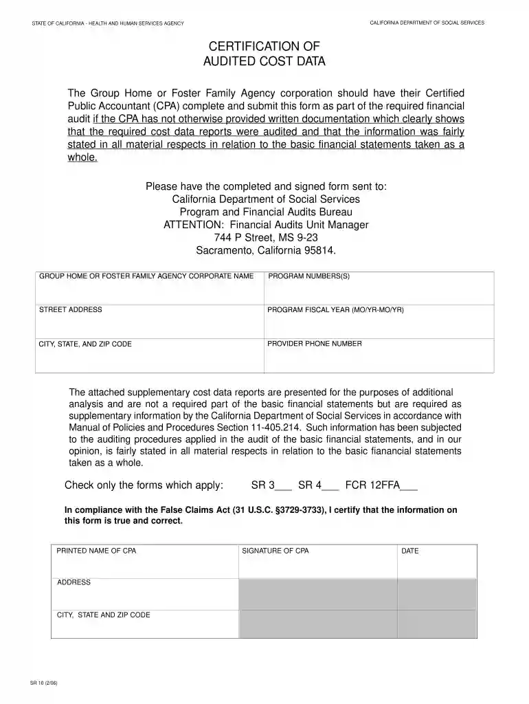 sr10 form Preview on Page 1