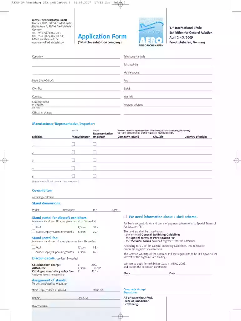 aero messe friedrichshafen 2009 form Preview on Page 1