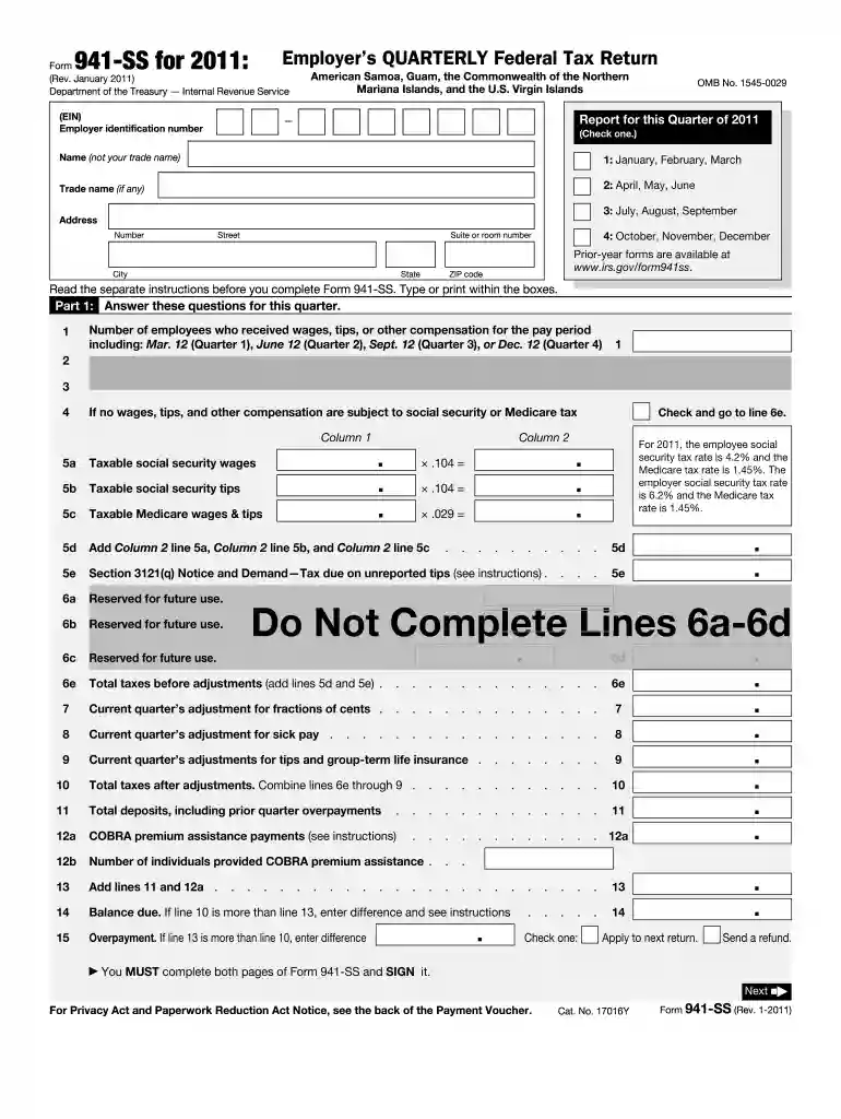 form 941 2011 Preview on Page 1