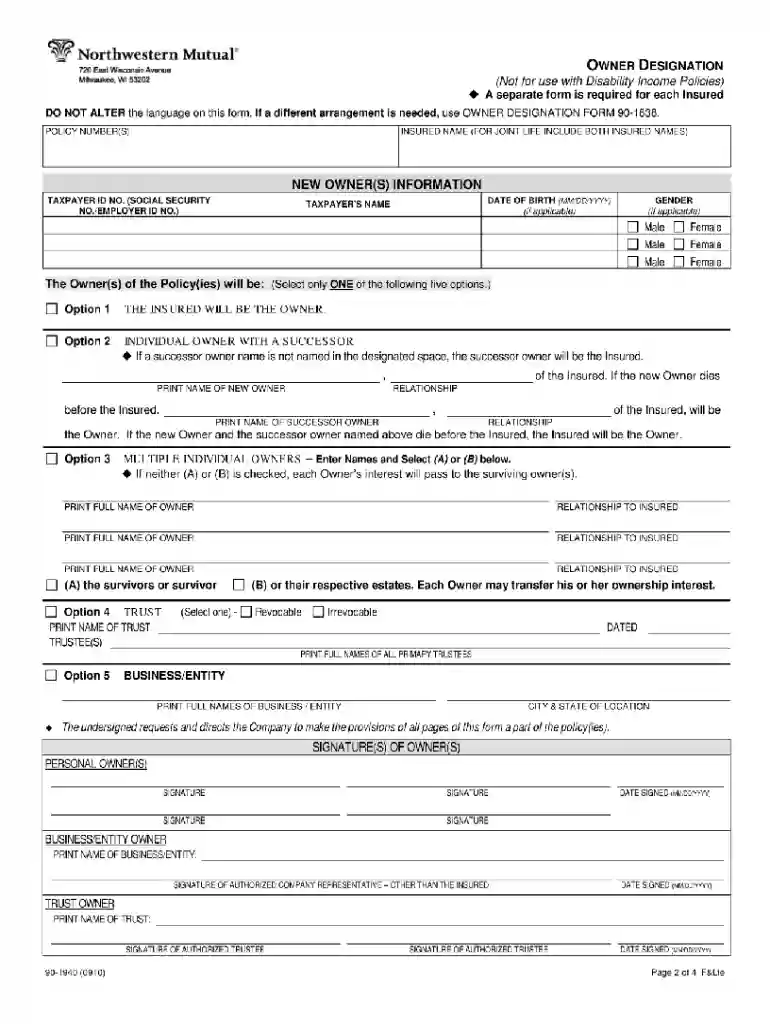 northwestern mutual beneficiary change form Preview on Page 1