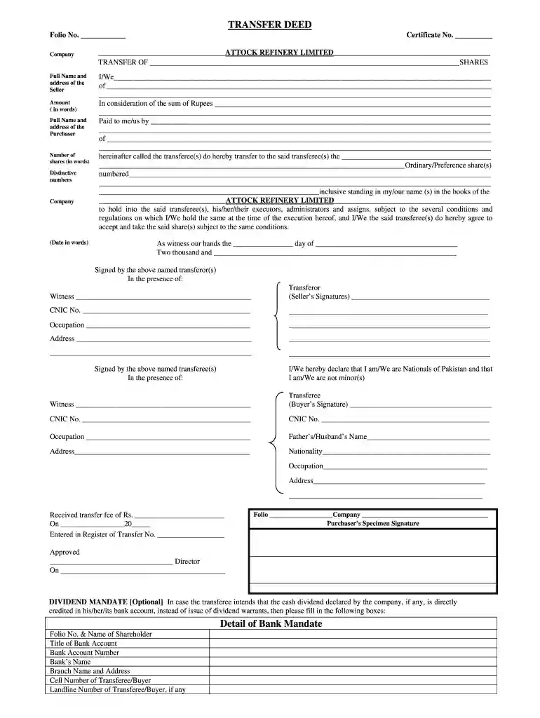 share transfer deed format in word Preview on Page 1