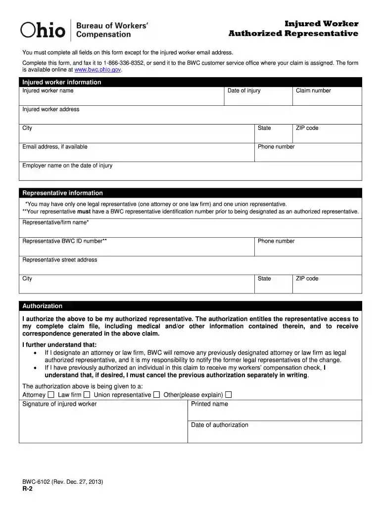 bwc form r 2 fillable Preview on Page 1