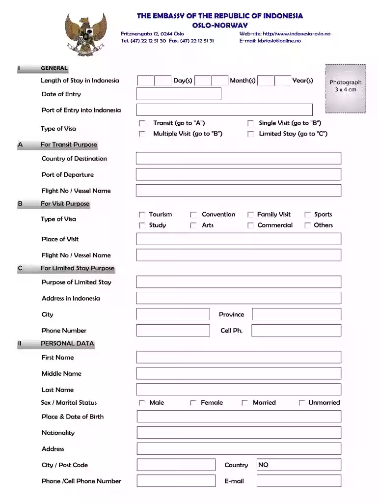 indonesia immigration form Preview on Page 1