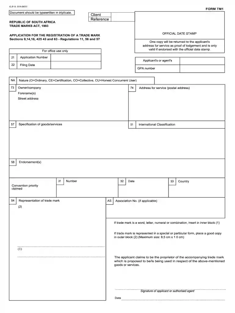 tm form pdf Preview on Page 1