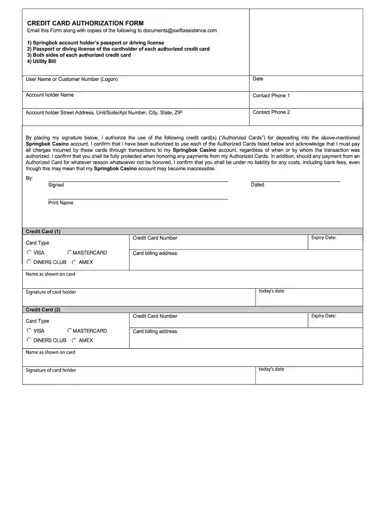 credit form application Preview on Page 1