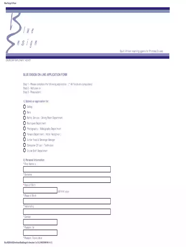 blue ensign online application form Preview on Page 1