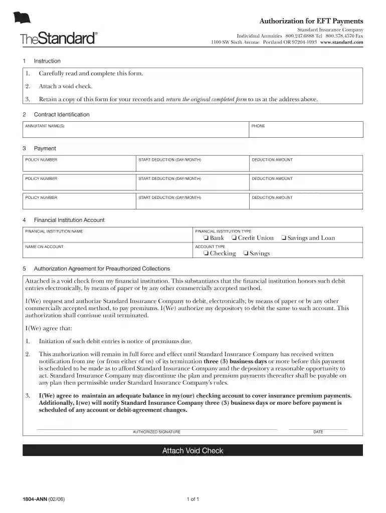 eft authorization form Preview on Page 1