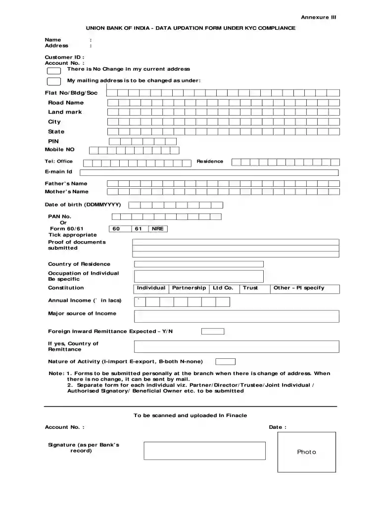 union bank kyc form fill up Preview on Page 1