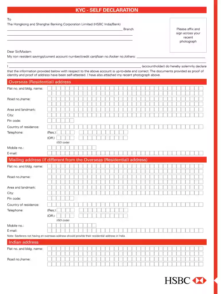 hsbc kyc form Preview on Page 1