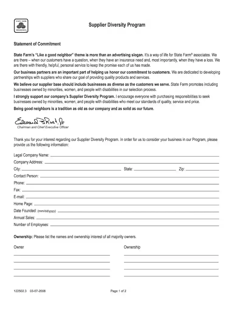 state farm vendor application Preview on Page 1