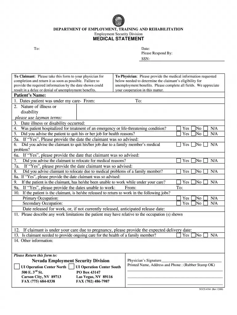 nucs 4194 form Preview on Page 1