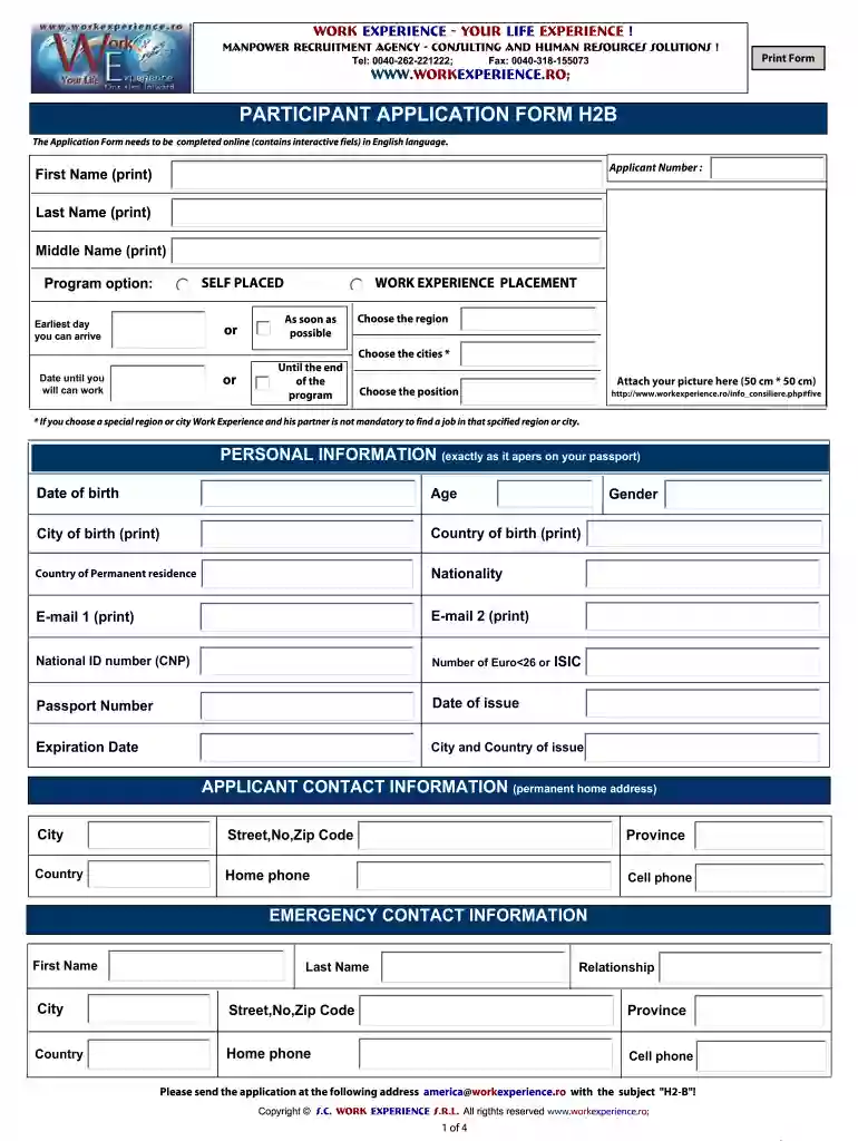 h2b visa application form pdf Preview on Page 1
