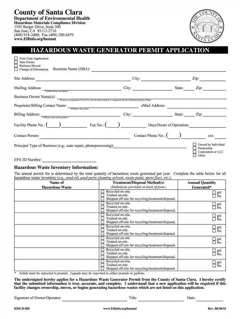 hazardous waste generator id Preview on Page 1