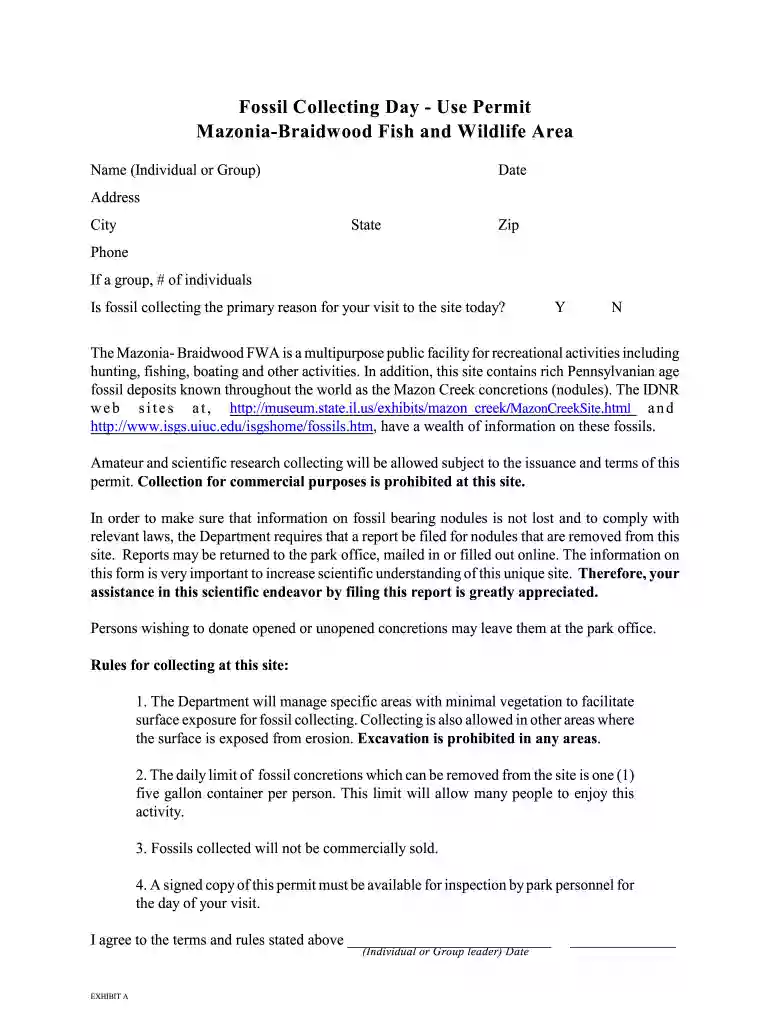 mazon creek fossil hunting permit Preview on Page 1