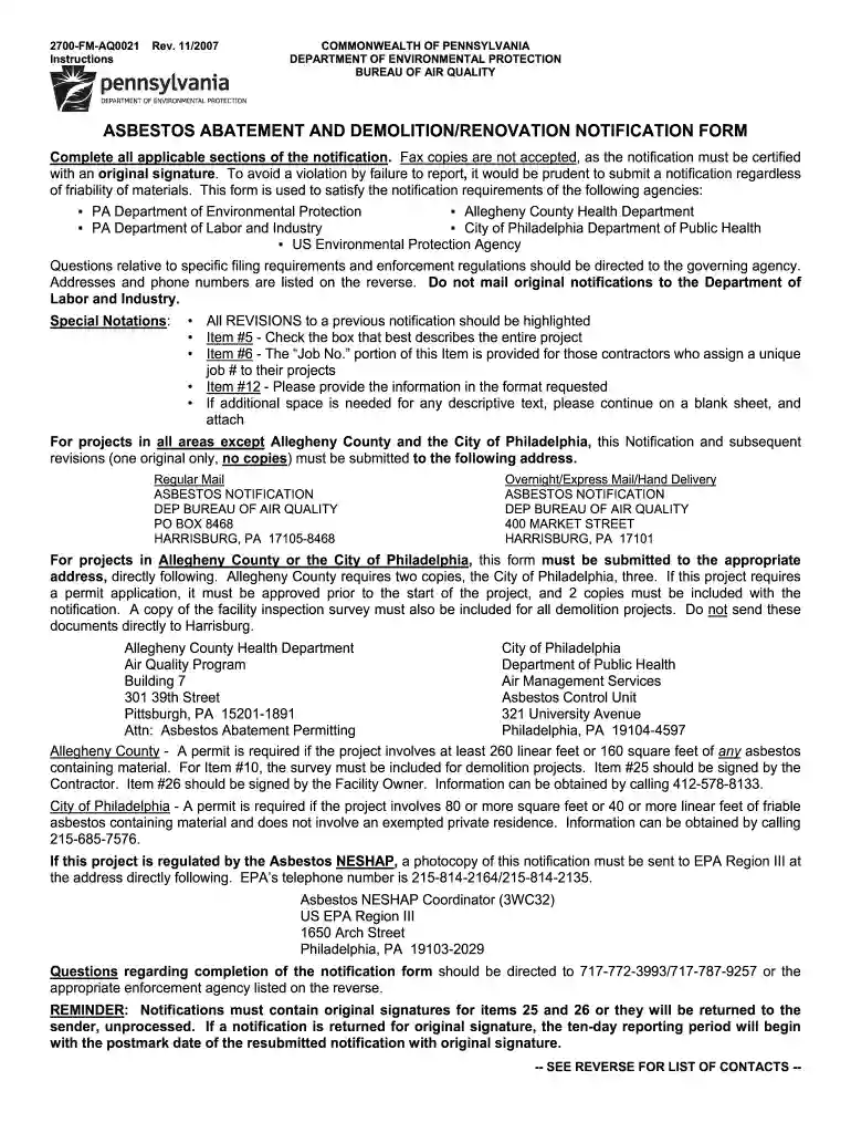 pennsylvania dep neshap forms Preview on Page 1