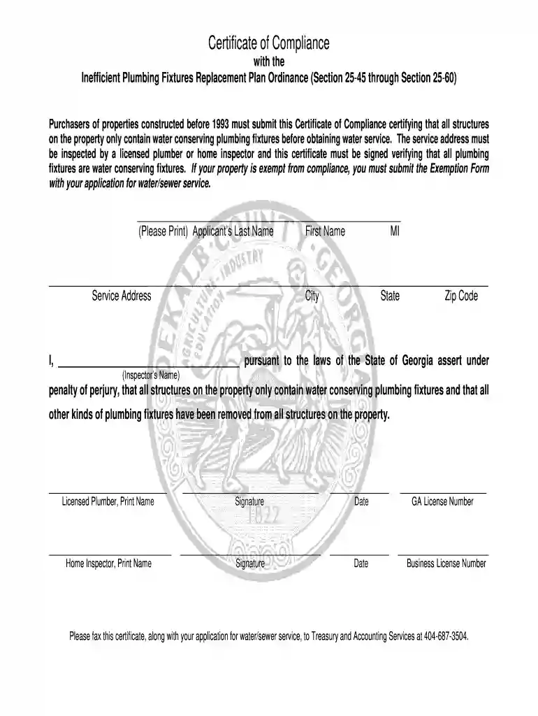 dekalb water exemption form Preview on Page 1