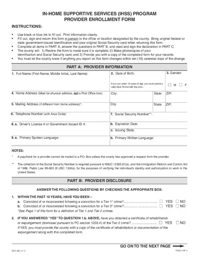 ihss provider application form Preview on Page 1