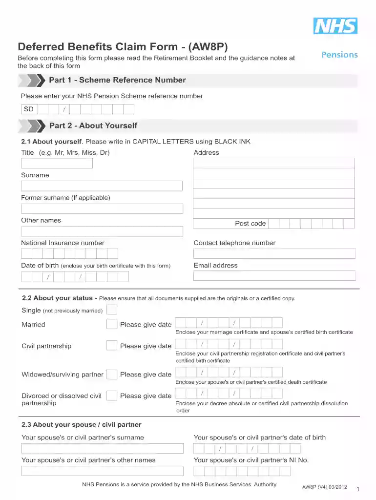 form aw8p Preview on Page 1