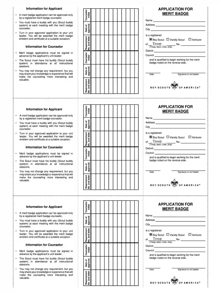 merit badge blue card fillable pdf Preview on Page 1