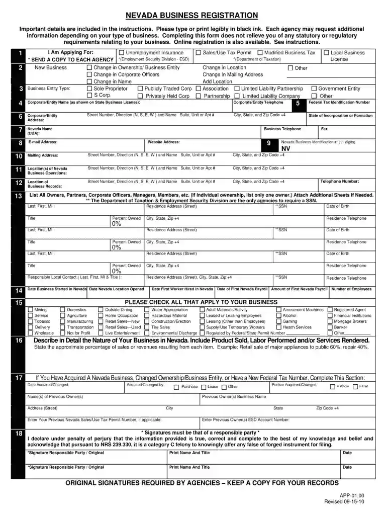 nv dept of taxation 2010 form Preview on Page 1