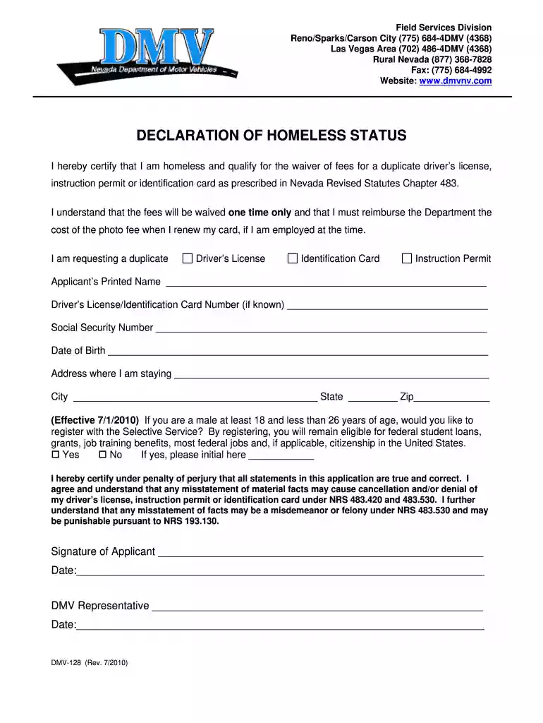 free id for homeless nevada Preview on Page 1