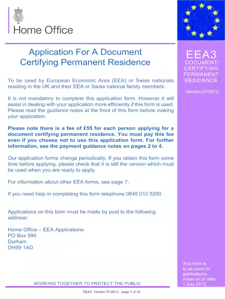 eea3 form Preview on Page 1