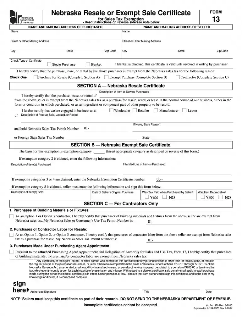 nebraska form 13 Preview on Page 1