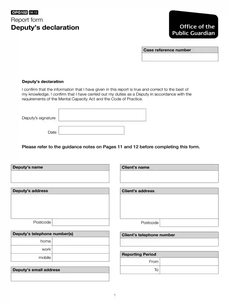 office of the public guardian forms Preview on Page 1