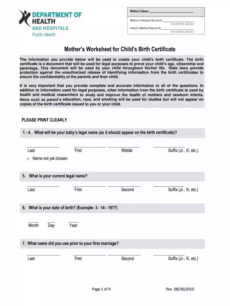 how long does a father have to sign a birth certificate in louisiana Preview on Page 1