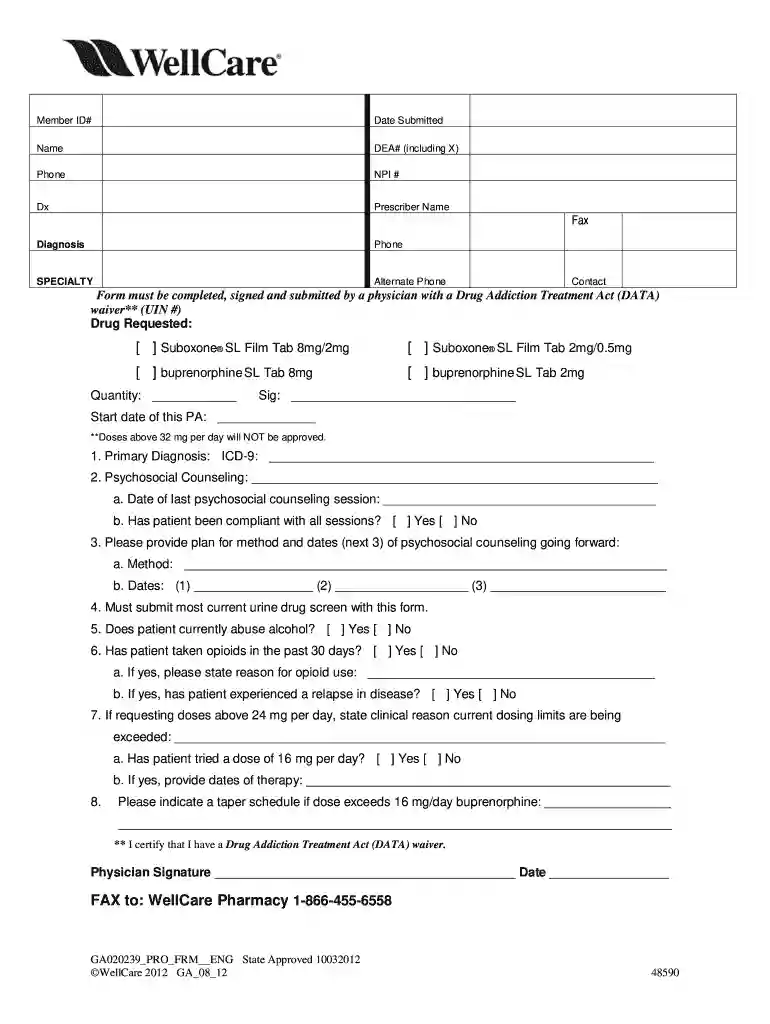 wellmed prior authorization form Preview on Page 1