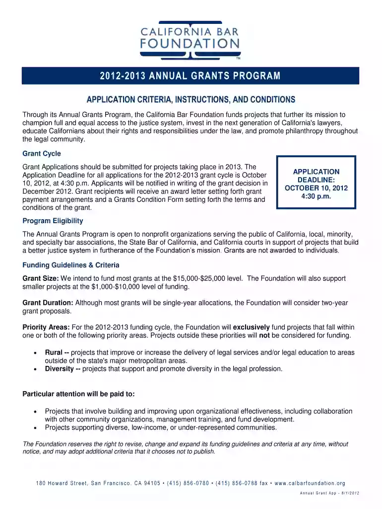 Annual Grant Application - California Bar Foundation - calbarfoundation Preview on Page 1