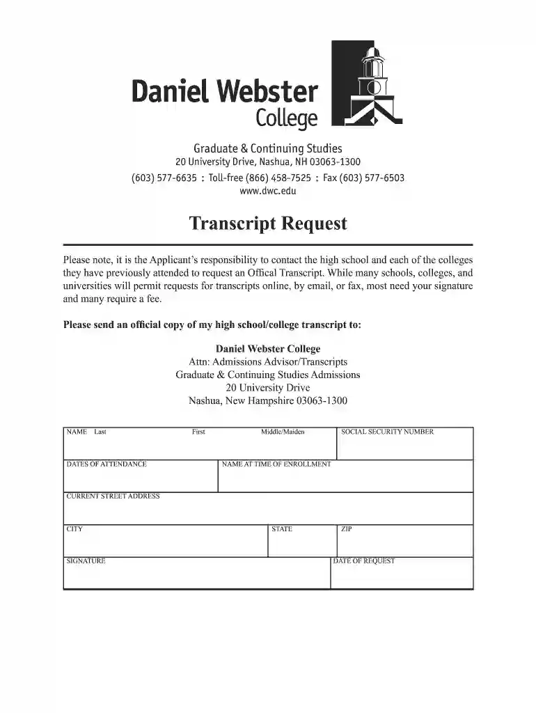 webster university transcript request Preview on Page 1