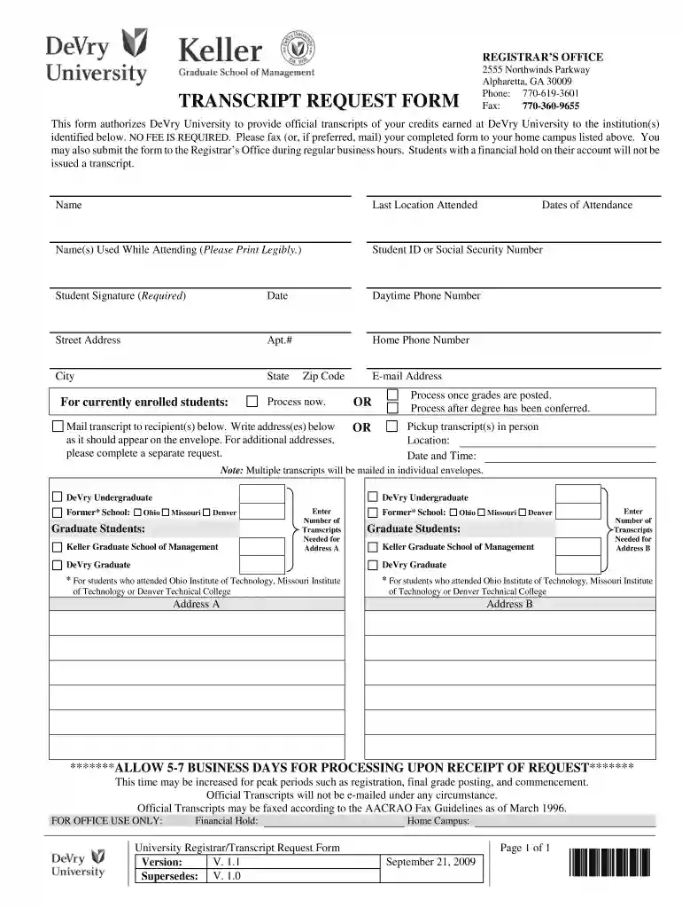 devry transcripts Preview on Page 1