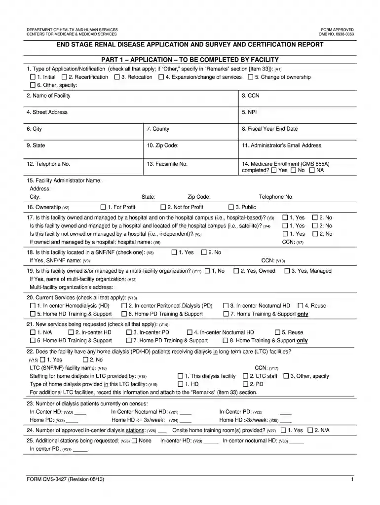esrd medicare application form Preview on Page 1