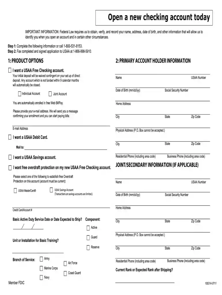 bank account application form pdf Preview on Page 1