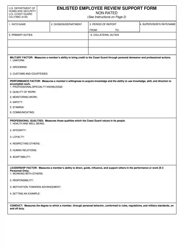 enlisted employee review support form 2005 Preview on Page 1