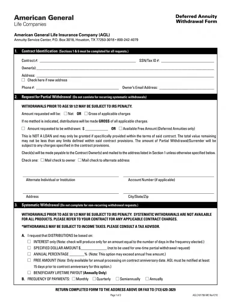 aig annuity withdrawal form Preview on Page 1