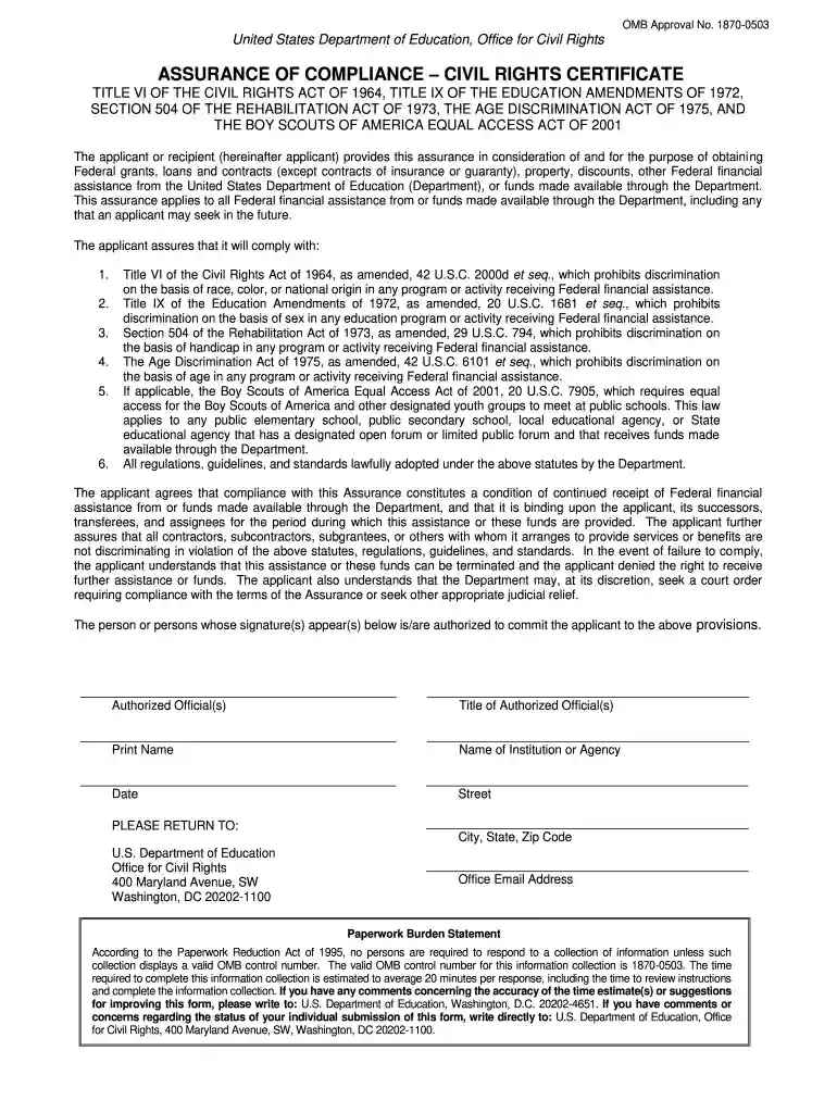 assurance compliance civil rights Preview on Page 1