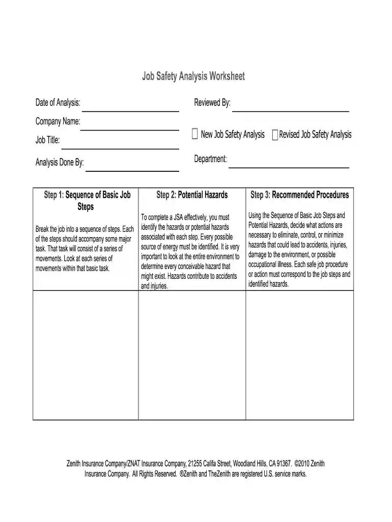 job hazard analysis forms Preview on Page 1