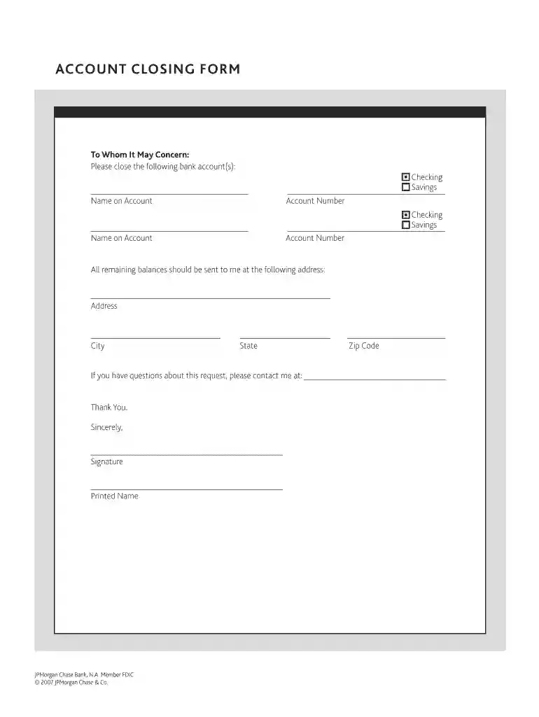 account closing Preview on Page 1