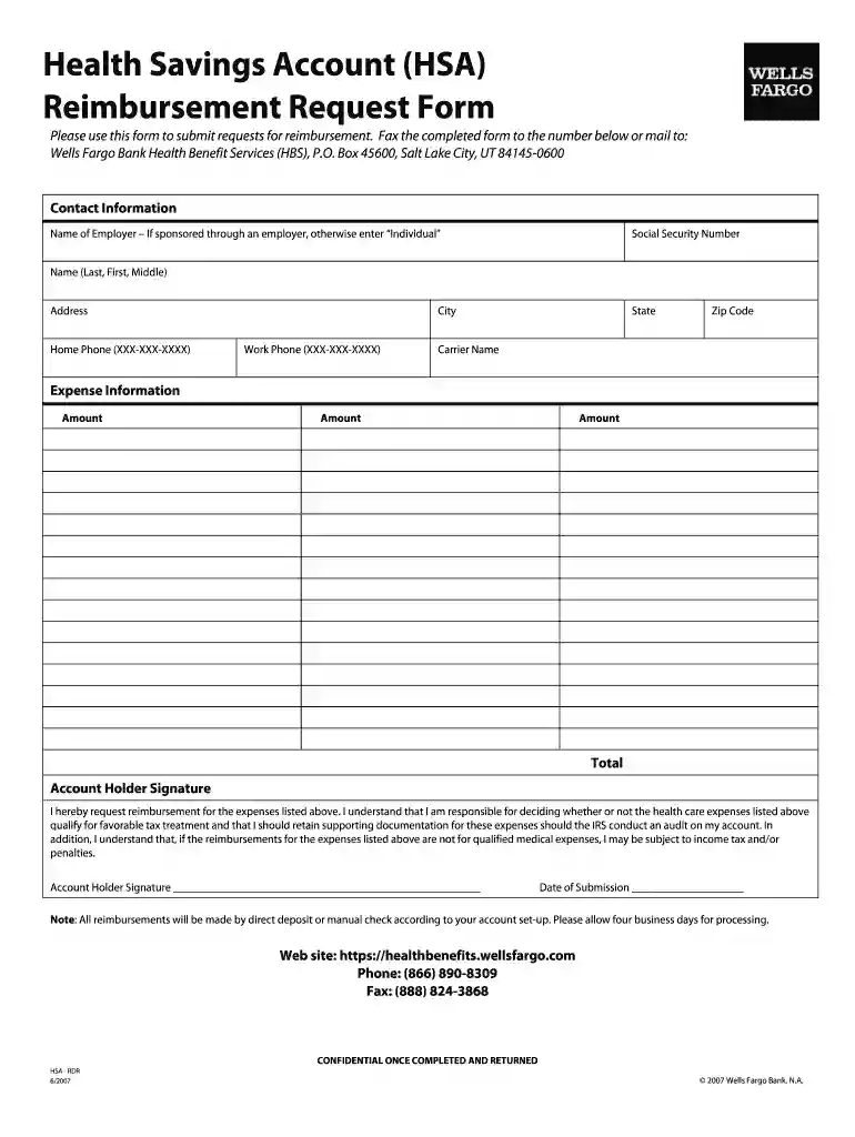 hsa form Preview on Page 1