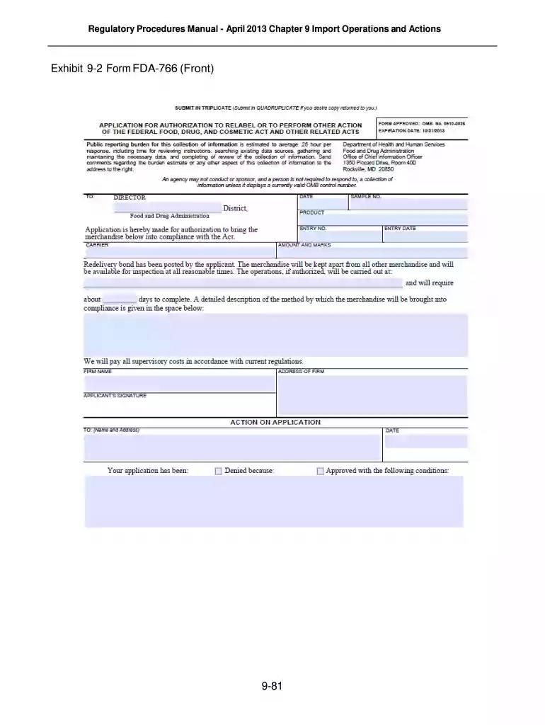 fda form 766 Preview on Page 1