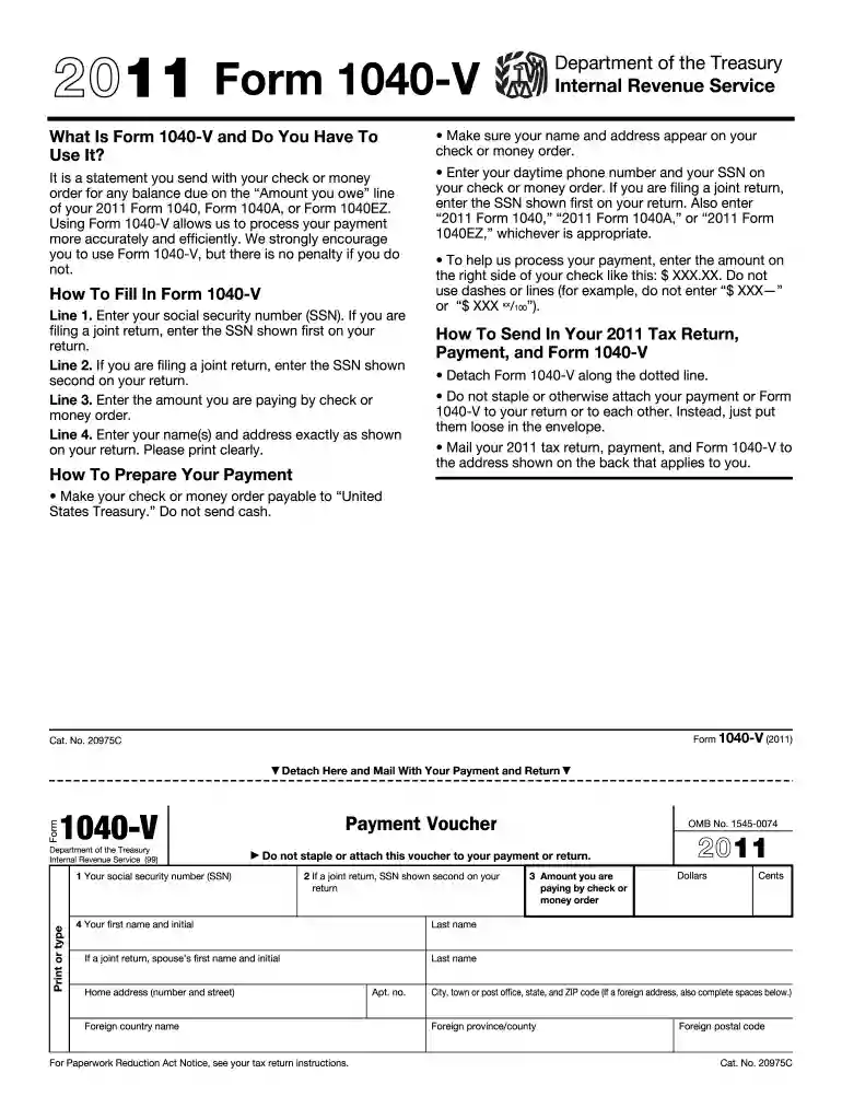 2011 1040 v form Preview on Page 1