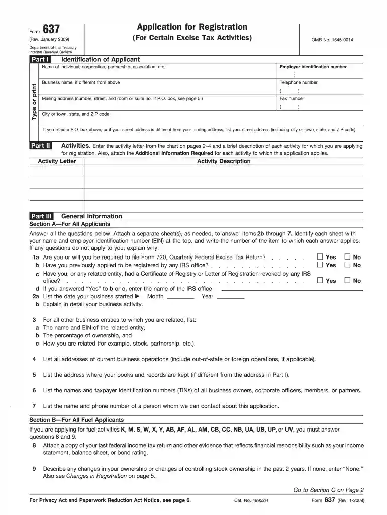 form 637 Preview on Page 1