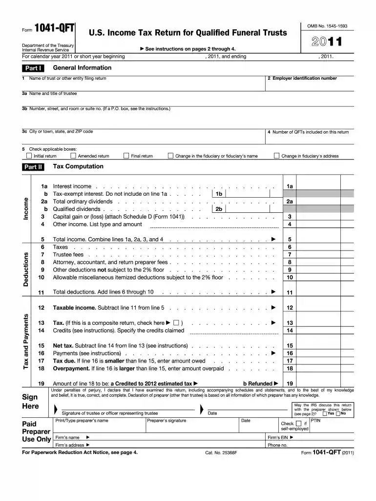 form 1041 qft 2011 Preview on Page 1