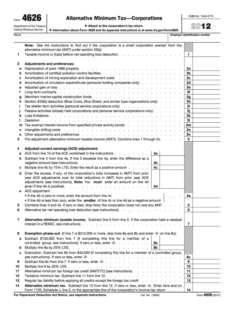 irs form 4626 for 2011 Preview on Page 1