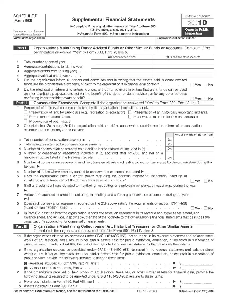 2010 form 990 schedule d Preview on Page 1